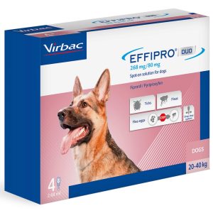 Virbac Effipro Duo Spot On For Large Dogs 20-40kg 4 Pipettes (NFA-VPS)